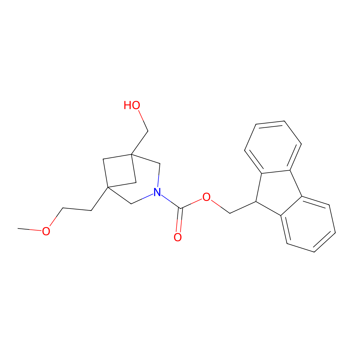 (9H-fluoren-9-yl)methyl 1-(hydroxymethyl)-5-(2-methoxyethyl)-3-azabicyclo[3.1.1]heptane-3-carboxylate molecular structure, CAS 2770487-23-3