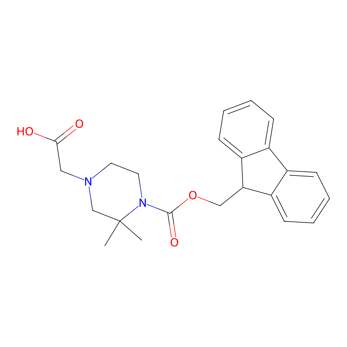 2-(4-{[(9H-fluoren-9-yl)methoxy]carbonyl}-3,3-dimethylpiperazin-1-yl)acetic acid molecular structure, CAS 2770487-51-7