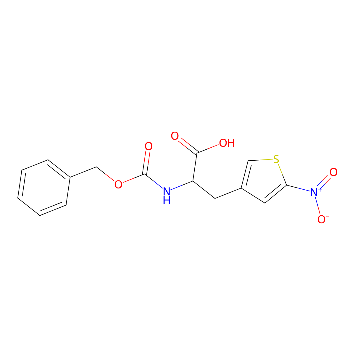 2-{[(Benzyloxy)carbonyl]amino}-3-(5-nitrothiophen-3-yl)propanoic acid molecular structure, CAS 2770487-52-8