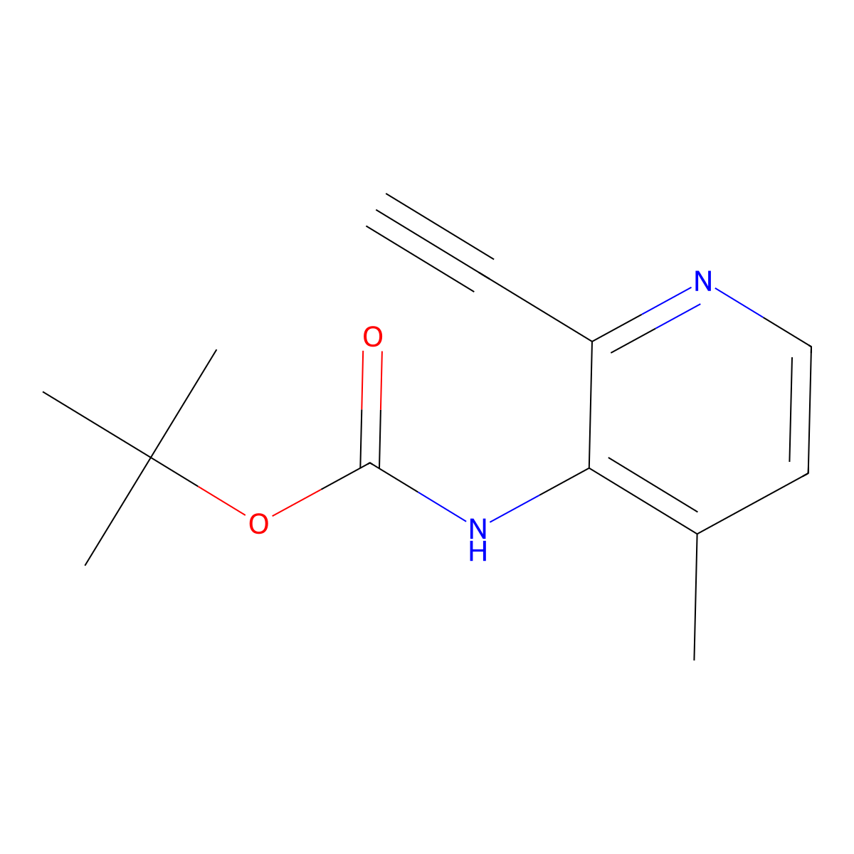 tert-butyl N-(2-ethynyl-4-methylpyridin-3-yl)carbamate molecular structure, CAS 2770487-65-3