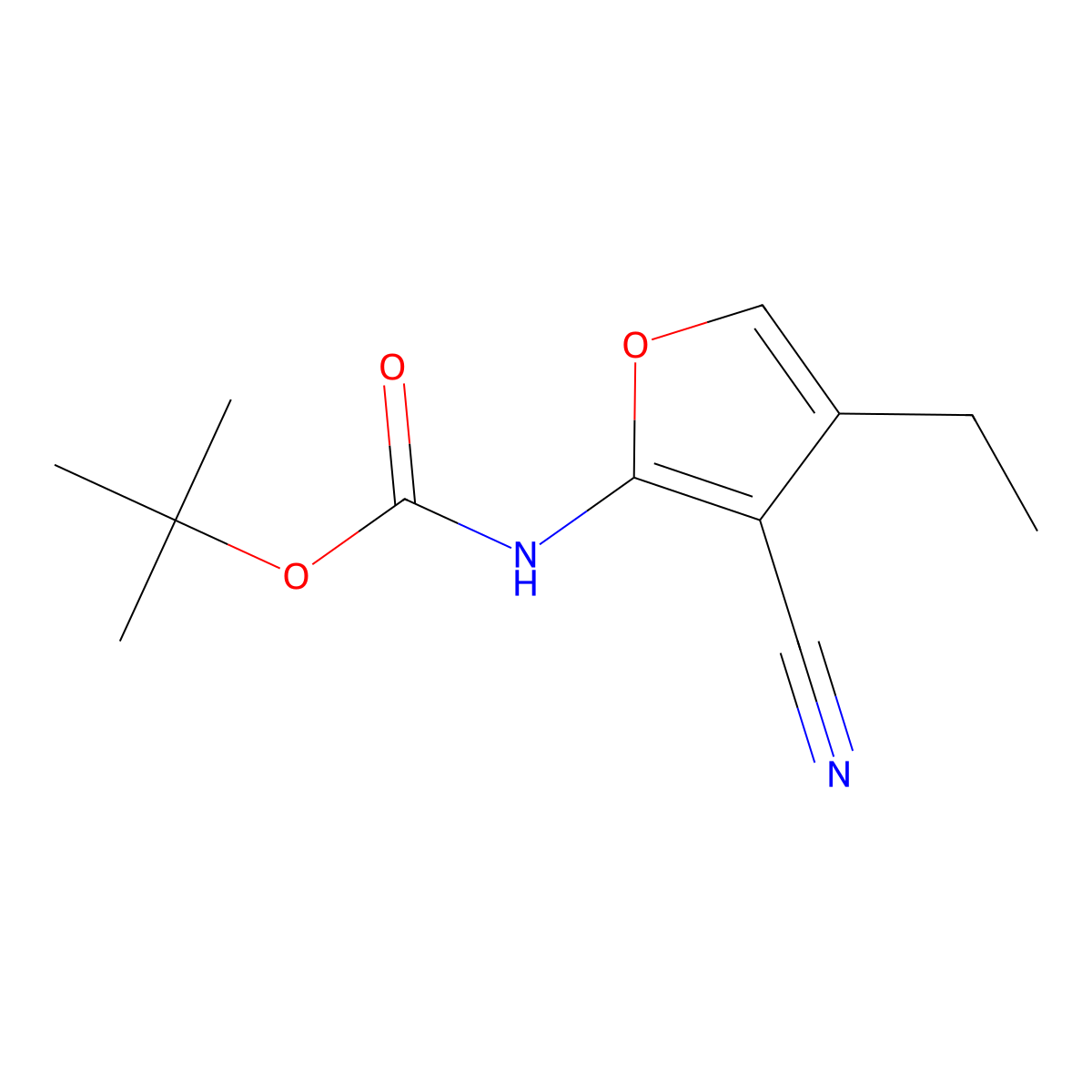 tert-butyl N-(3-cyano-4-ethylfuran-2-yl)carbamate molecular structure, CAS 2770487-77-7