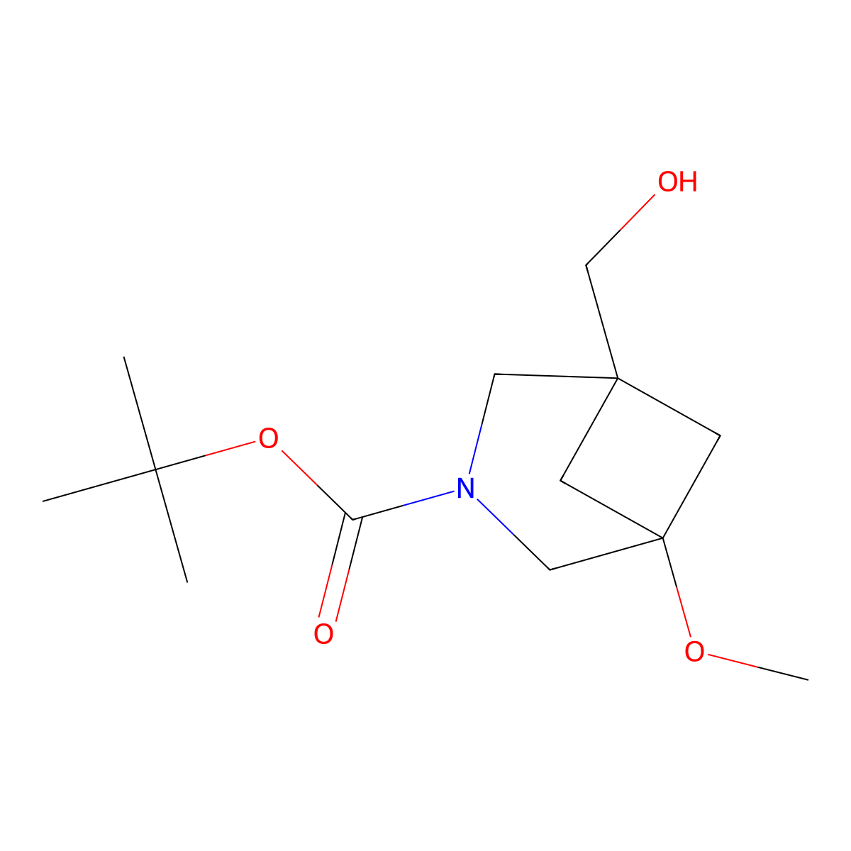 Tert-butyl 1-(hydroxymethyl)-5-methoxy-3-azabicyclo[3.1.1]heptane-3-carboxylate molecular structure, CAS 2770487-90-4