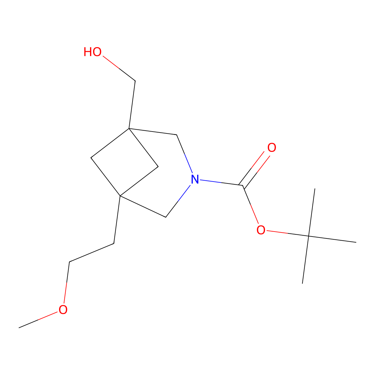 Tert-butyl 1-(hydroxymethyl)-5-(2-methoxyethyl)-3-azabicyclo[3.1.1]heptane-3-carboxylate molecular structure, CAS 2770487-94-8