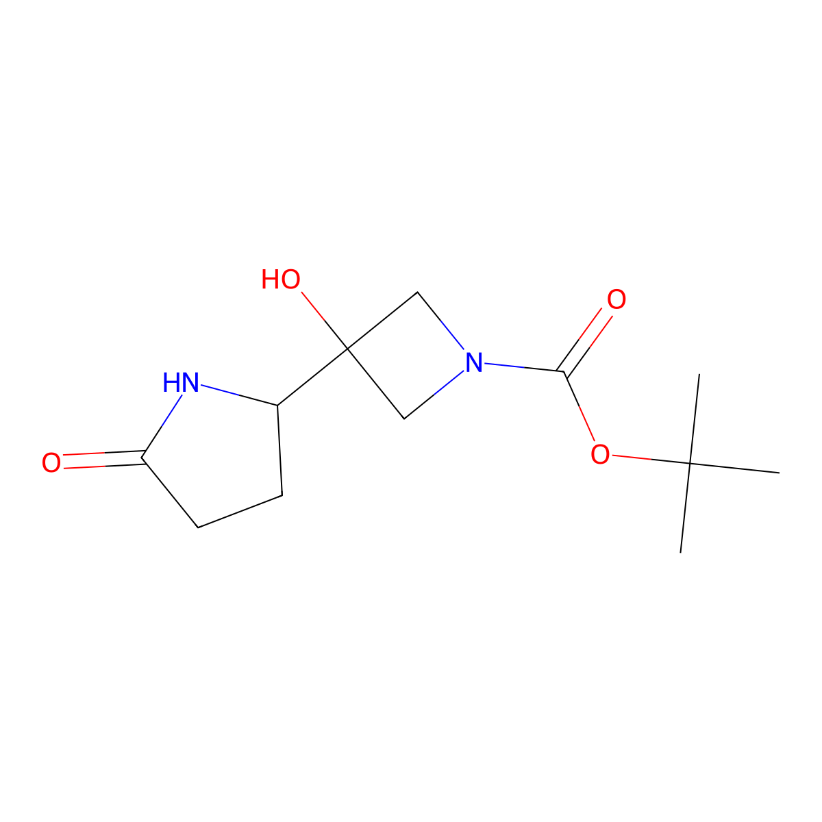 Tert-butyl 3-hydroxy-3-(5-oxopyrrolidin-2-yl)azetidine-1-carboxylate molecular structure, CAS 2770487-98-2