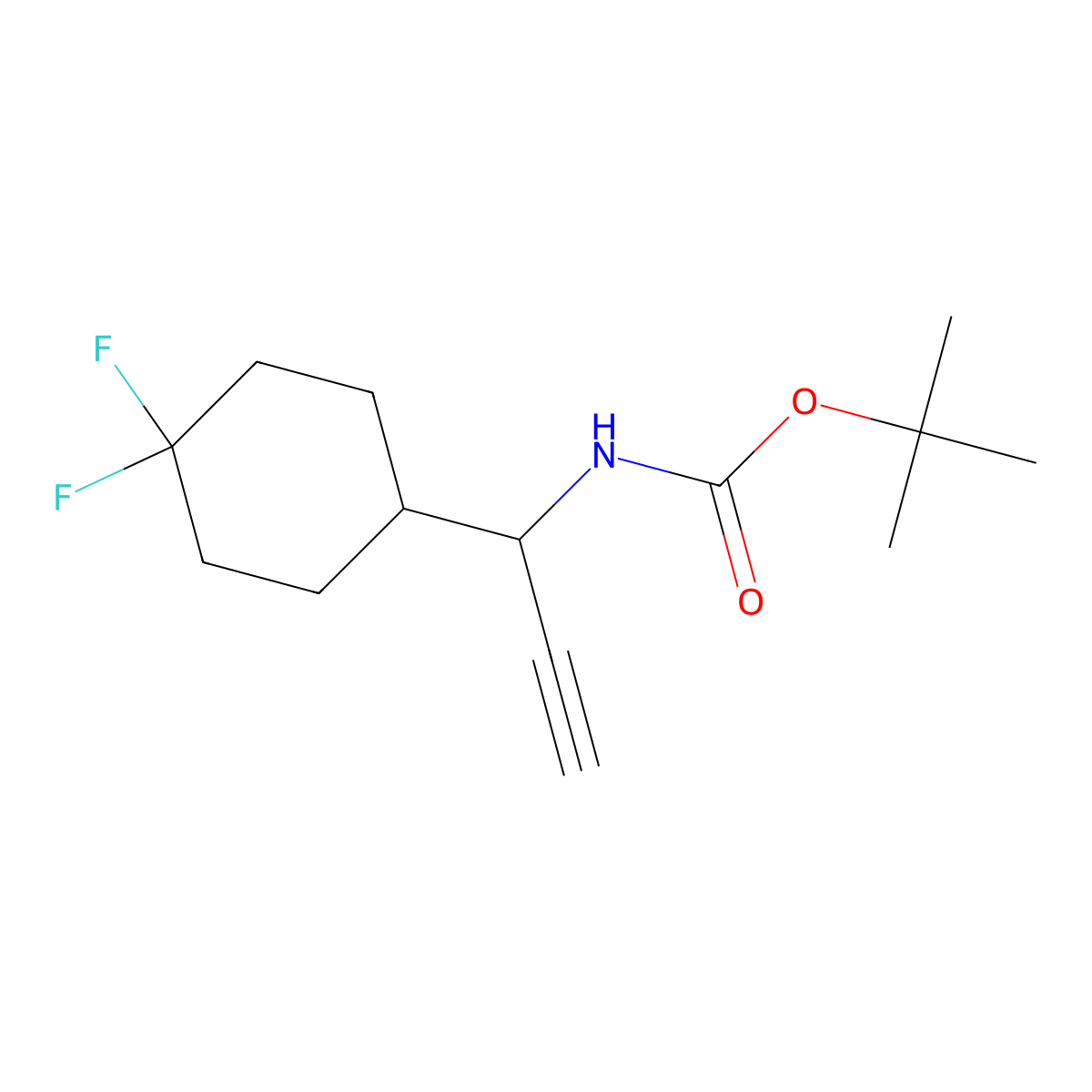 tert-butyl N-[1-(4,4-difluorocyclohexyl)prop-2-yn-1-yl]carbamate molecular structure, CAS 2770488-04-3