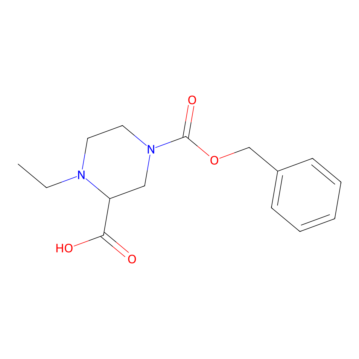 4-[(Benzyloxy)carbonyl]-1-ethylpiperazine-2-carboxylic acid molecular structure, CAS 2770488-06-5
