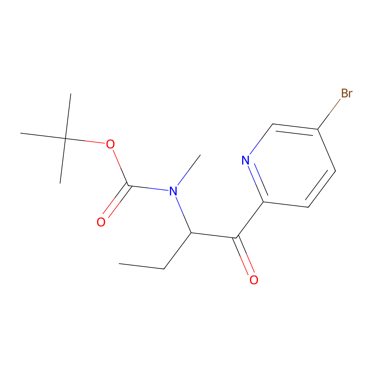 tert-butyl N-[1-(5-bromopyridin-2-yl)-1-oxobutan-2-yl]-N-methylcarbamate molecular structure, CAS 2770488-07-6