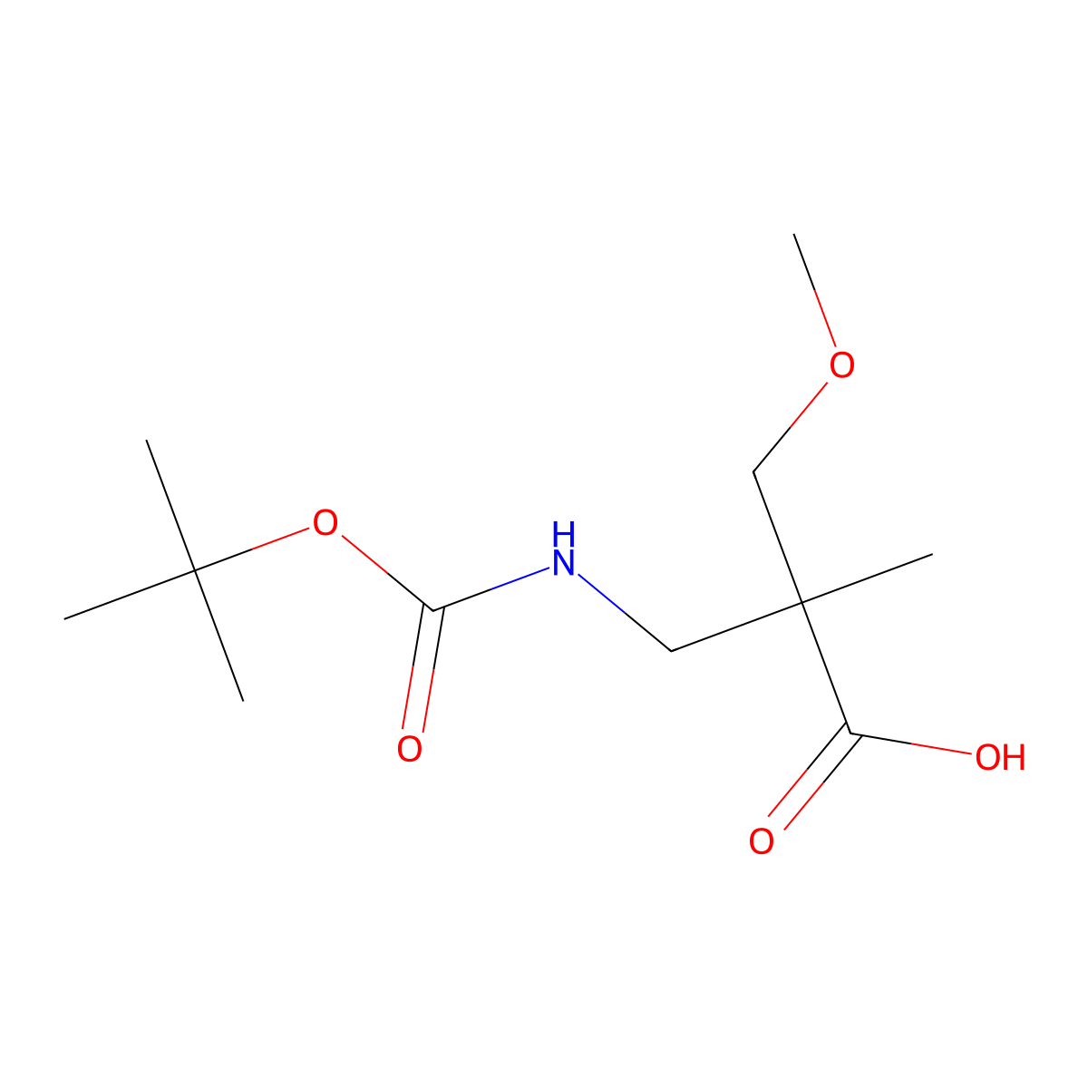 3-{[(Tert-butoxy)carbonyl]amino}-2-(methoxymethyl)-2-methylpropanoic acid molecular structure, CAS 2770488-09-8