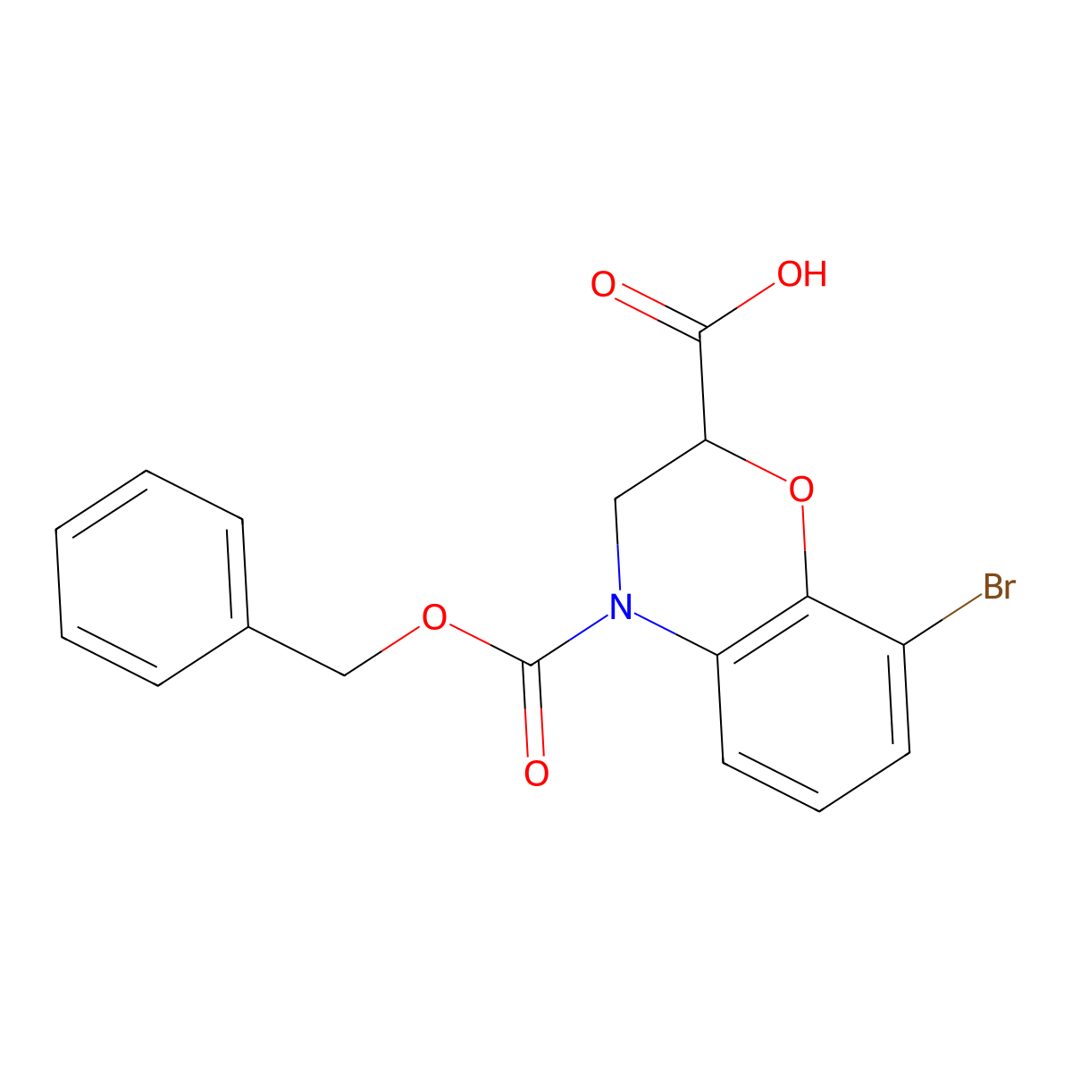 4-[(benzyloxy)carbonyl]-8-bromo-3,4-dihydro-2H-1,4-benzoxazine-2-carboxylic acid molecular structure, CAS 2770494-25-0