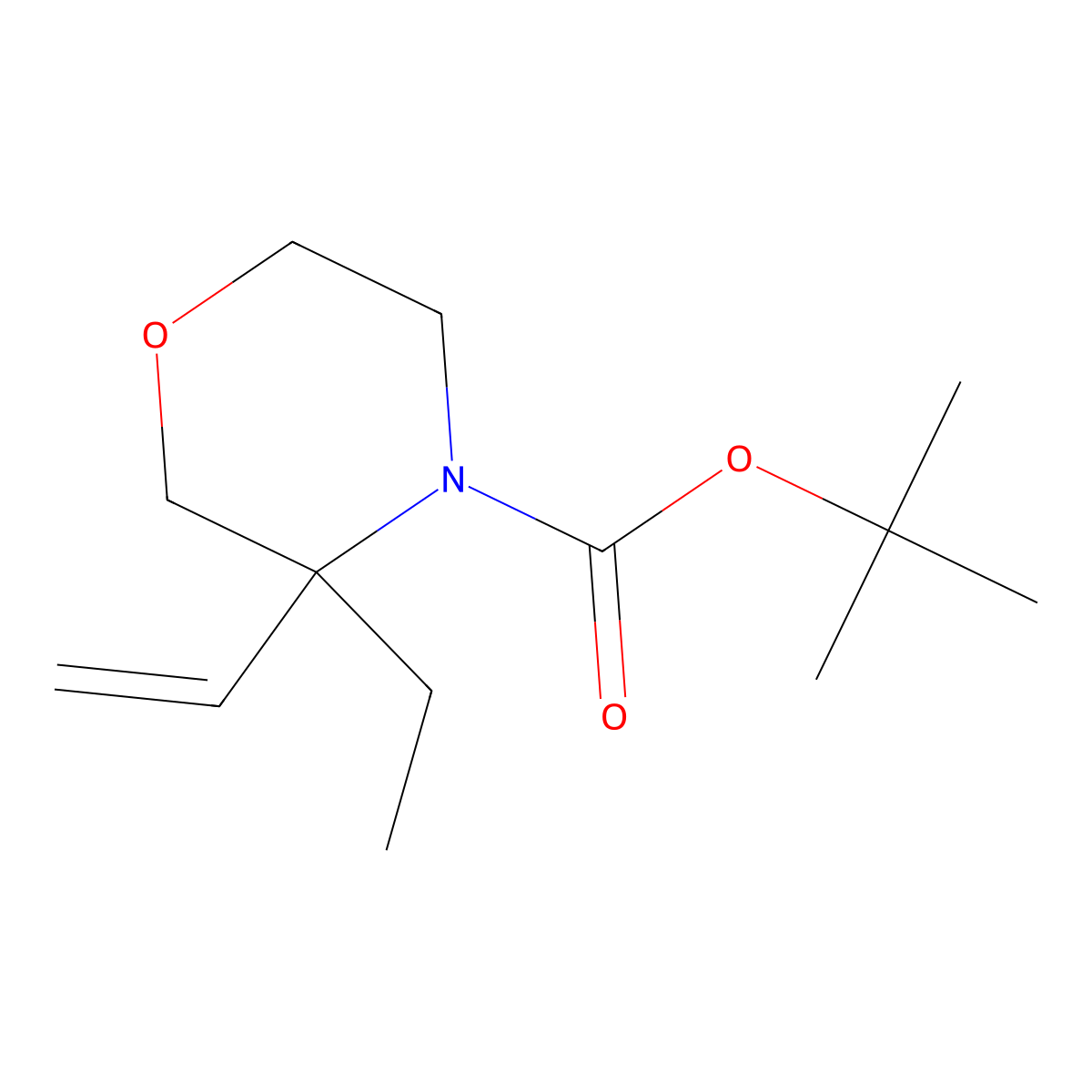 Tert-butyl 3-ethenyl-3-ethylmorpholine-4-carboxylate molecular structure, CAS 2770494-44-3