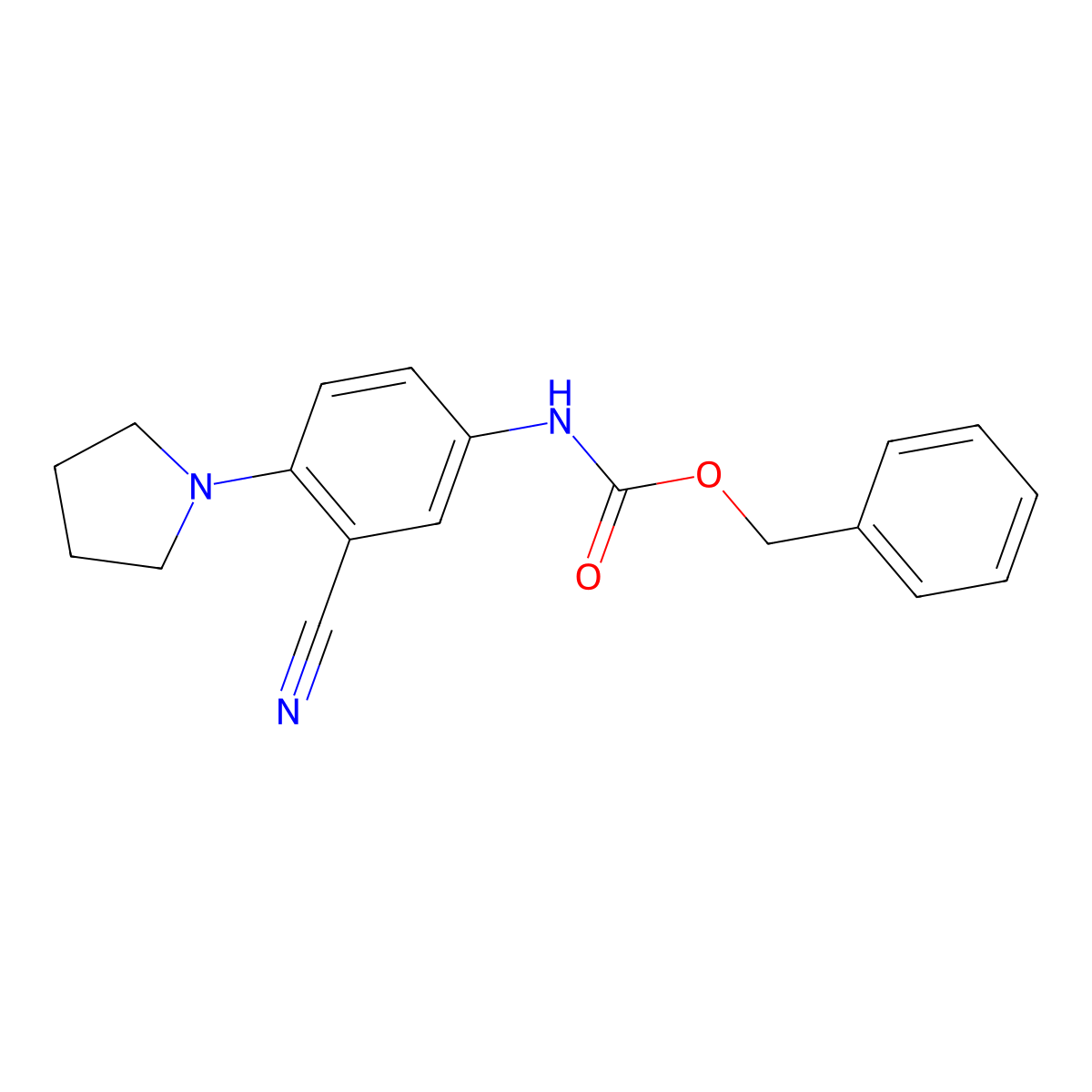 benzyl N-[3-cyano-4-(pyrrolidin-1-yl)phenyl]carbamate molecular structure, CAS 2770494-48-7
