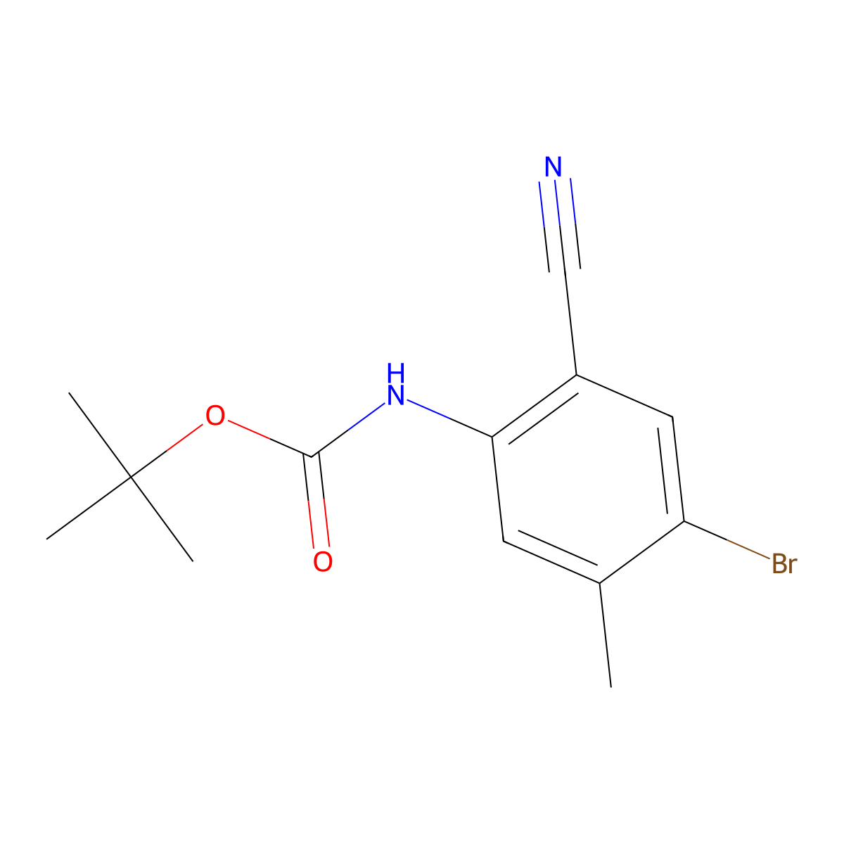 tert-butyl N-(4-bromo-2-cyano-5-methylphenyl)carbamate molecular structure, CAS 2770494-65-8