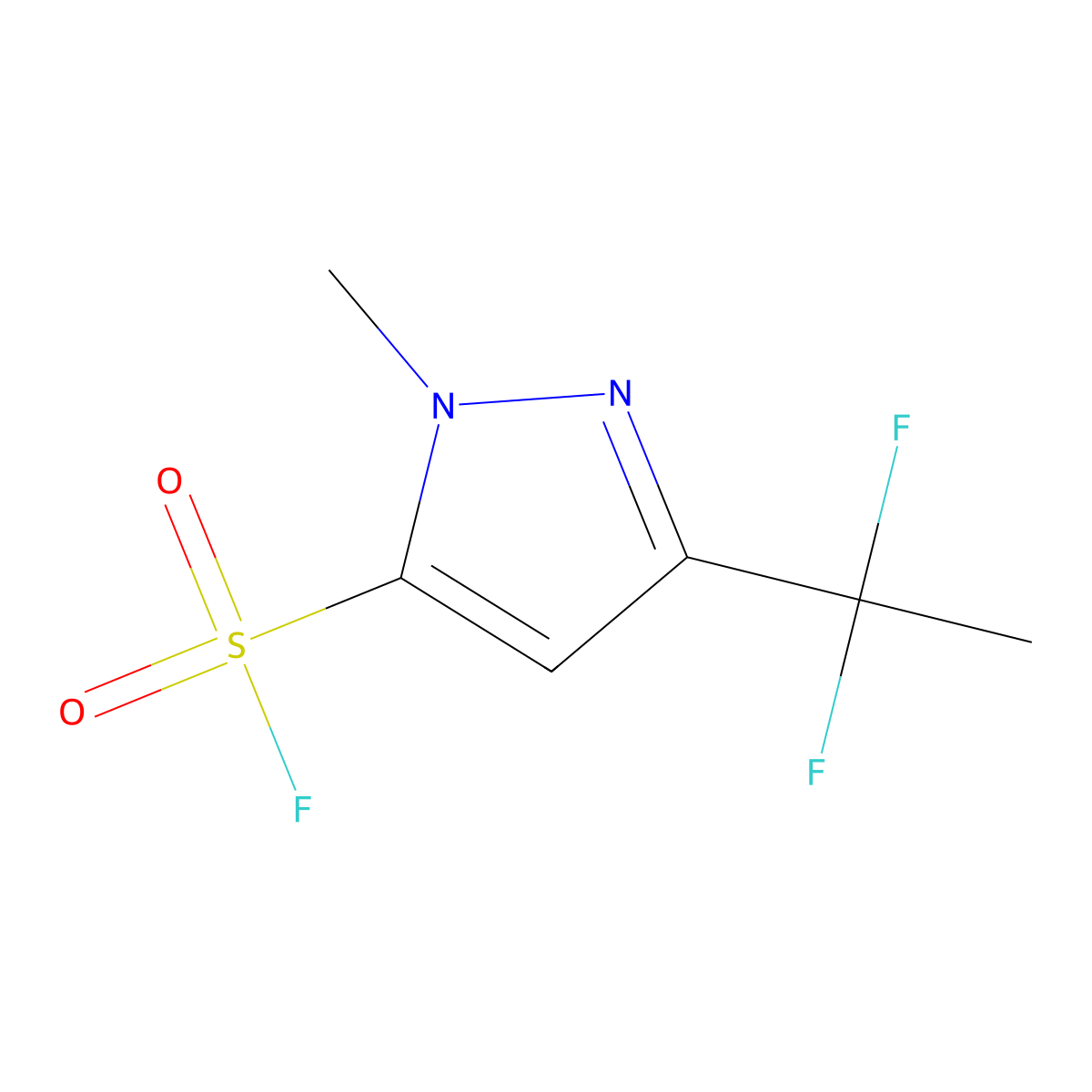 3-(1,1-difluoroethyl)-1-methyl-1H-pyrazole-5-sulfonyl fluoride molecular structure, CAS 2770494-77-2