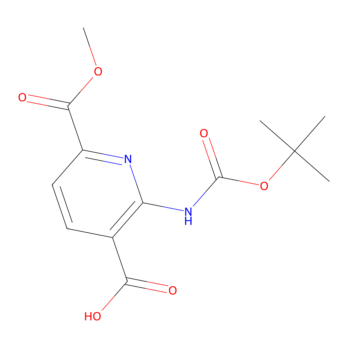 2-{[(Tert-butoxy)carbonyl]amino}-6-(methoxycarbonyl)pyridine-3-carboxylic acid molecular structure, CAS 2770494-96-5