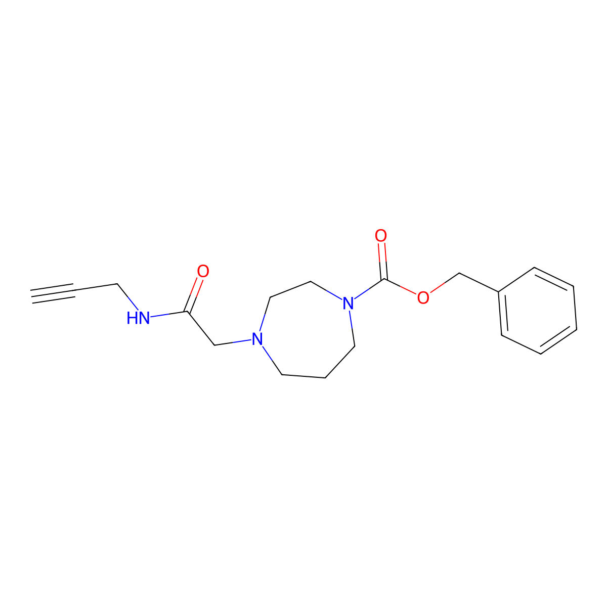 Benzyl 4-{[(prop-2-yn-1-yl)carbamoyl]methyl}-1,4-diazepane-1-carboxylate molecular structure, CAS 2770494-99-8