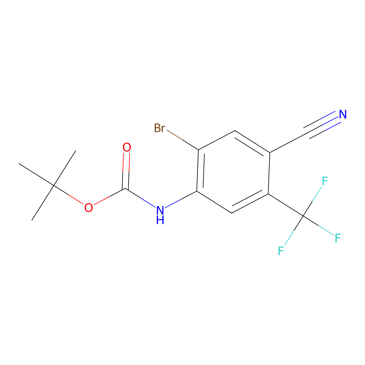 tert-butyl N-[2-bromo-4-cyano-5-(trifluoromethyl)phenyl]carbamate molecular structure, CAS 2770495-07-1