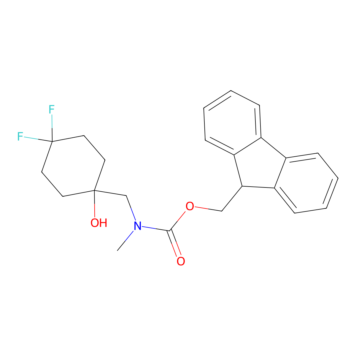 (9H-fluoren-9-yl)methyl N-[(4,4-difluoro-1-hydroxycyclohexyl)methyl]-N-methylcarbamate molecular structure, CAS 2770495-15-1