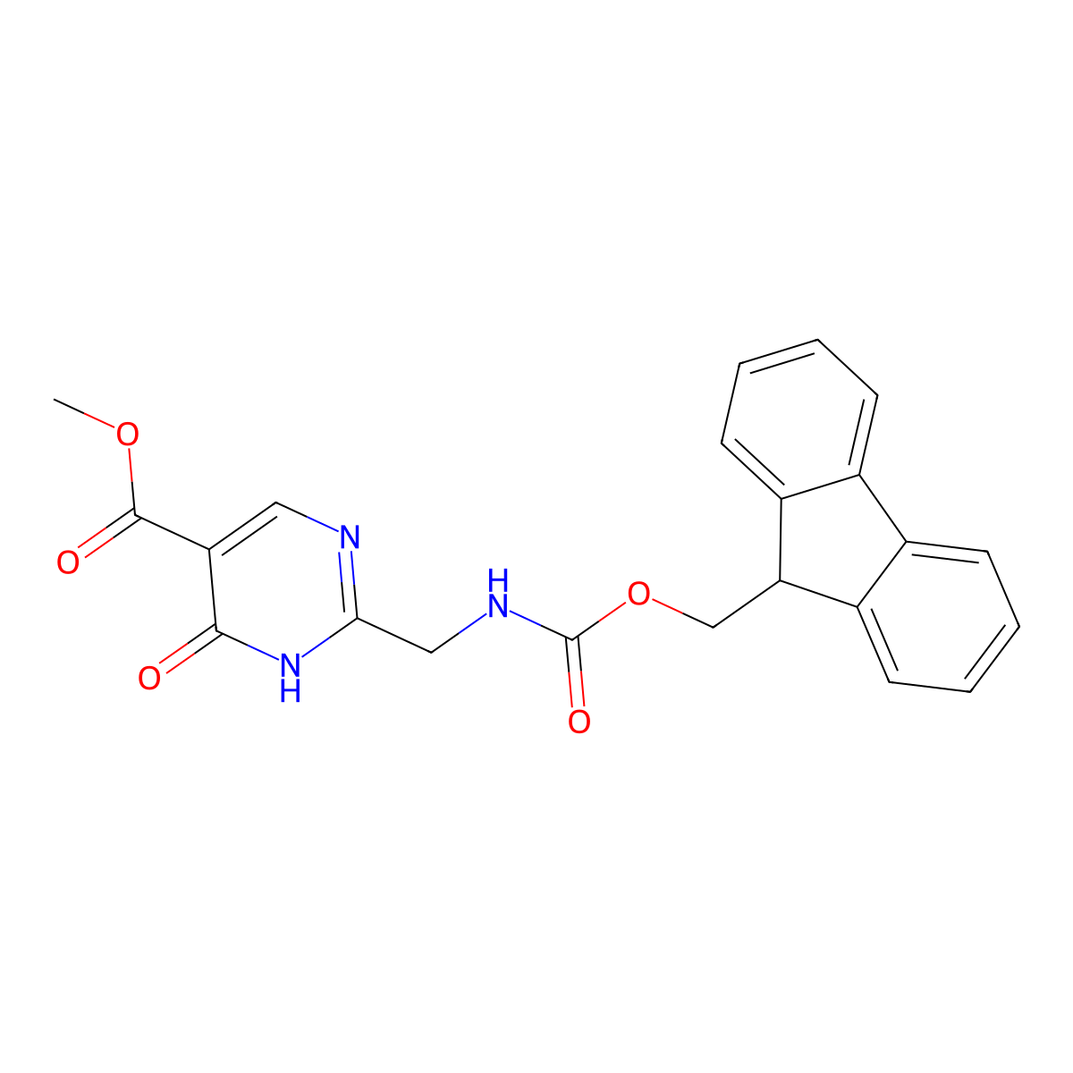 methyl 2-[({[(9H-fluoren-9-yl)methoxy]carbonyl}amino)methyl]-4-hydroxypyrimidine-5-carboxylate molecular structure, CAS 2770495-19-5