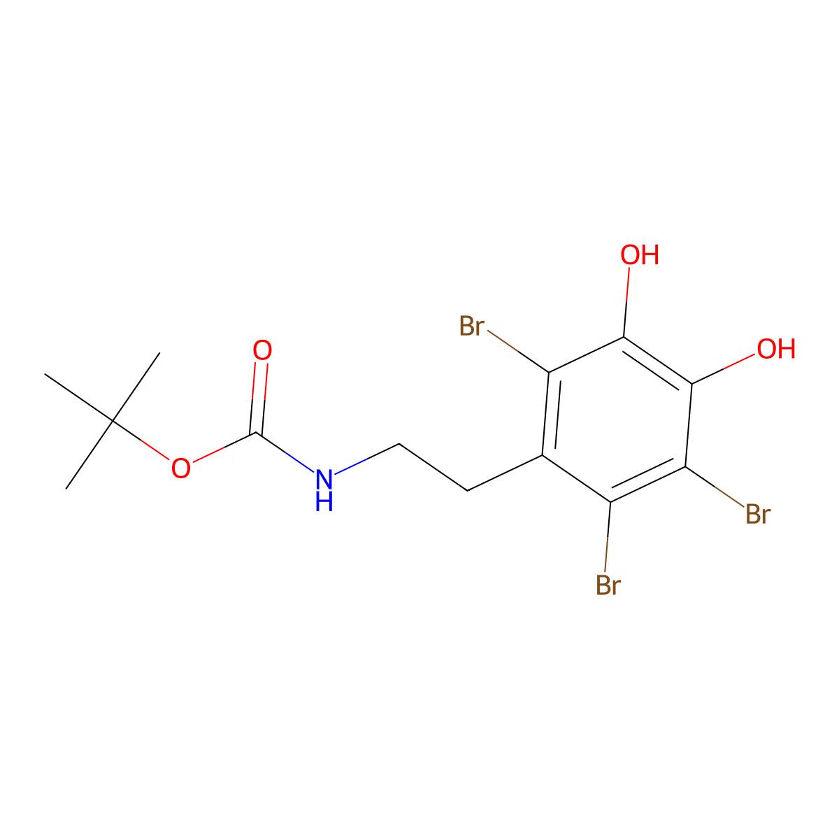tert-butyl N-[2-(2,3,6-tribromo-4,5-dihydroxyphenyl)ethyl]carbamate molecular structure, CAS 2770495-25-3