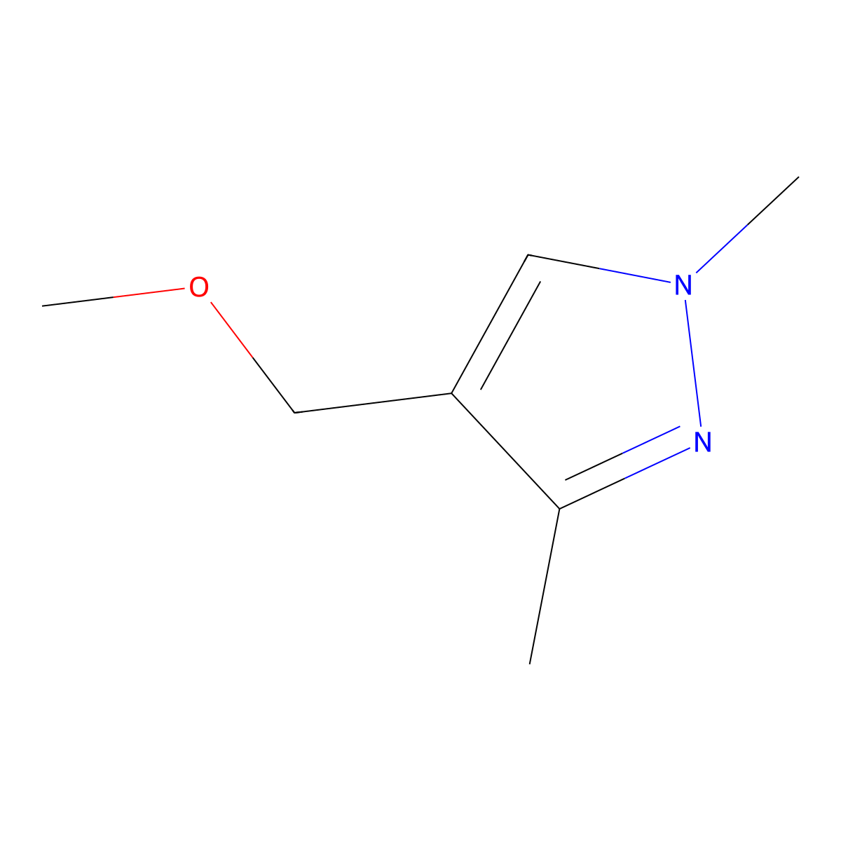 4-(methoxymethyl)-1,3-dimethyl-1H-pyrazole molecular structure, CAS 2770495-35-5