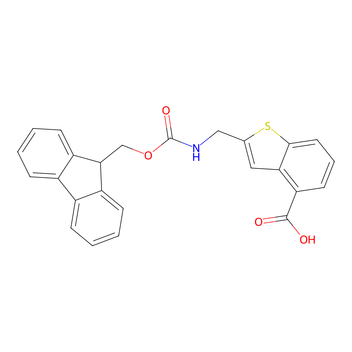 2-[({[(9H-fluoren-9-yl)methoxy]carbonyl}amino)methyl]-1-benzothiophene-4-carboxylic acid molecular structure, CAS 2770495-65-1