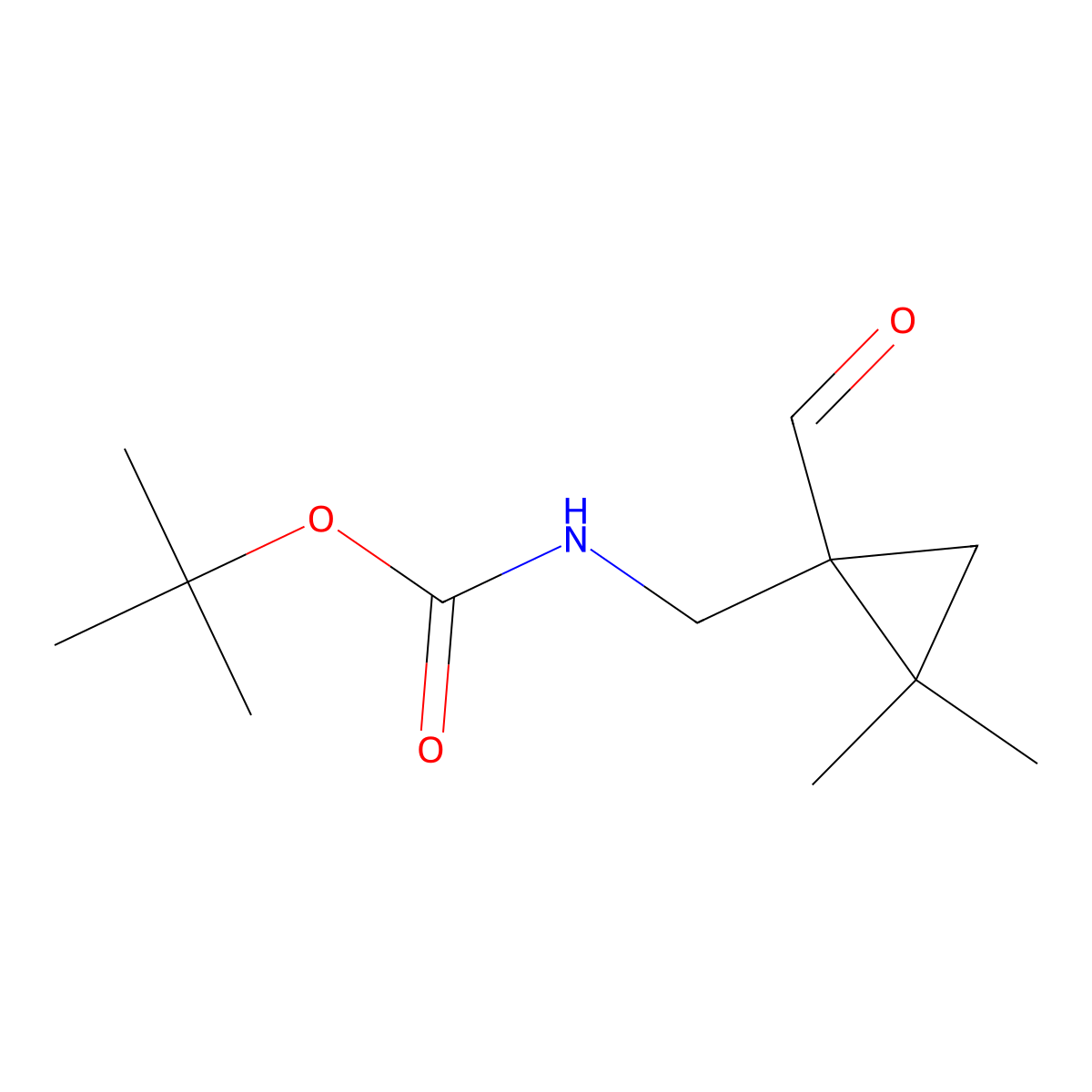 tert-butyl N-[(1-formyl-2,2-dimethylcyclopropyl)methyl]carbamate molecular structure, CAS 2770495-66-2