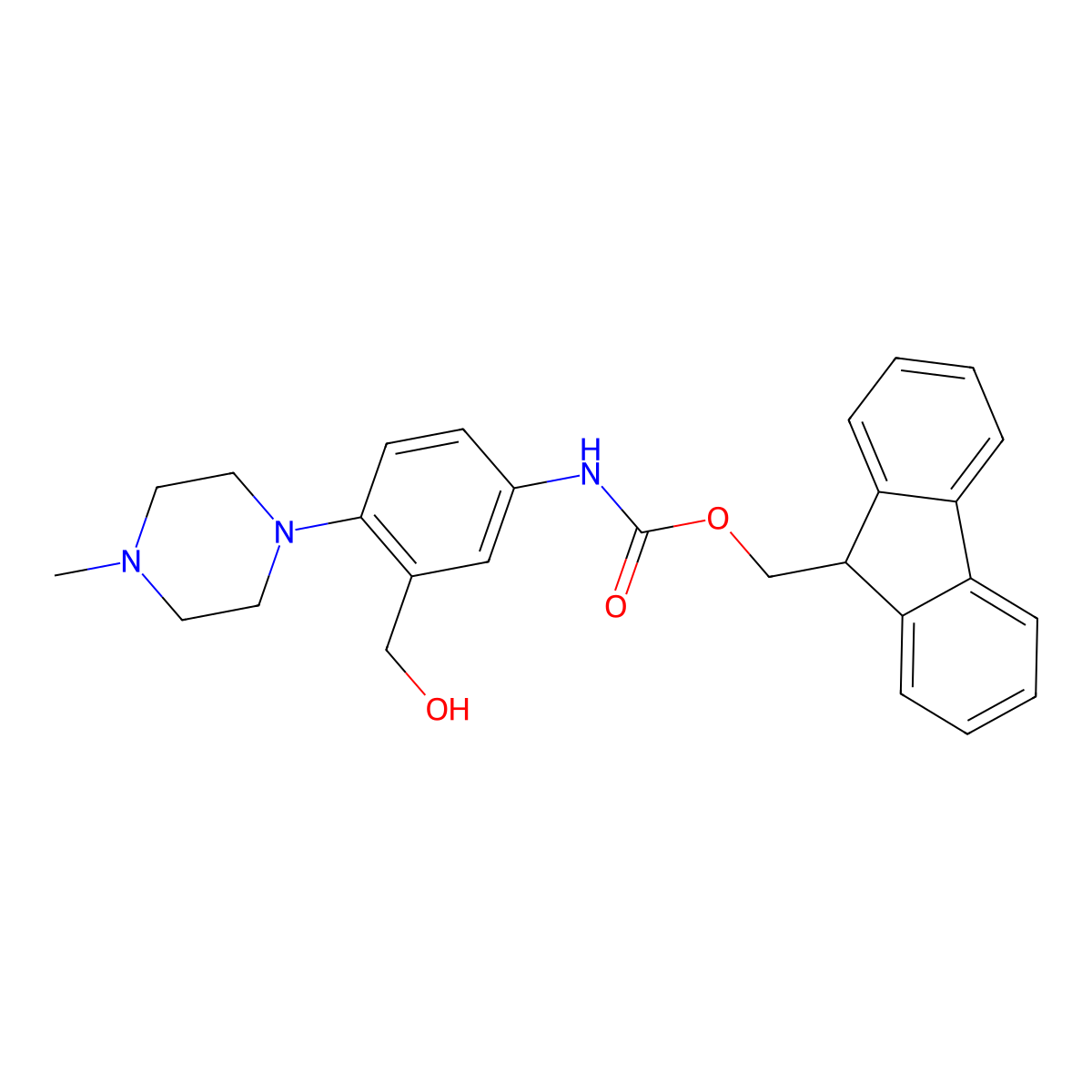(9H-fluoren-9-yl)methyl N-[3-(hydroxymethyl)-4-(4-methylpiperazin-1-yl)phenyl]carbamate molecular structure, CAS 2770497-98-6