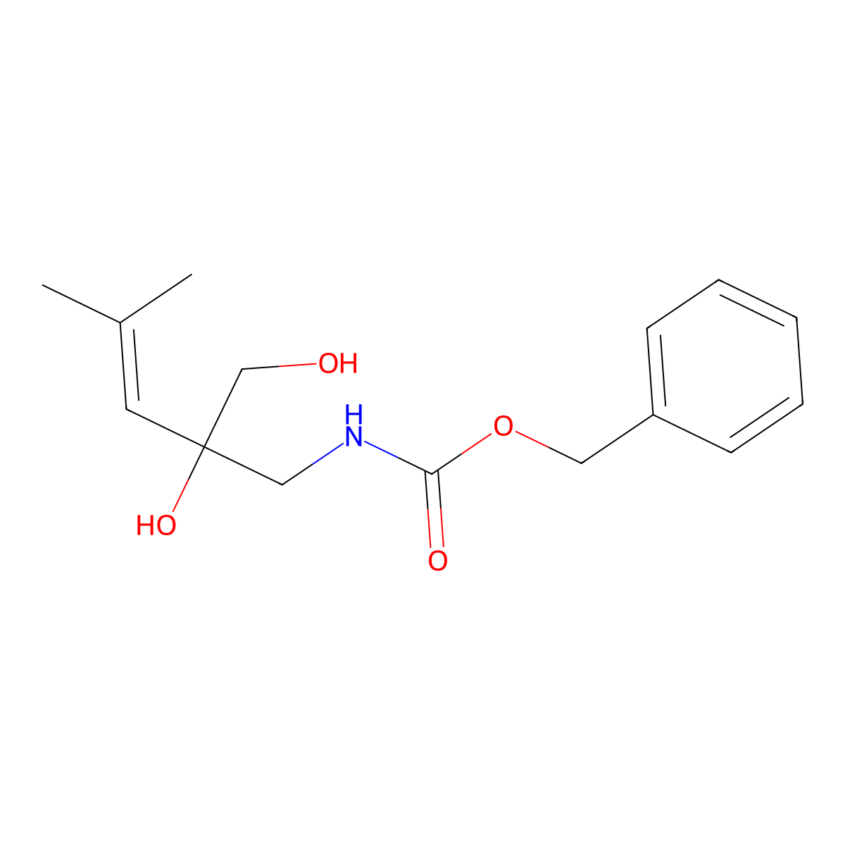 benzyl N-[2,3-dihydroxy-2-(2-methylprop-1-en-1-yl)propyl]carbamate molecular structure, CAS 2770498-21-8