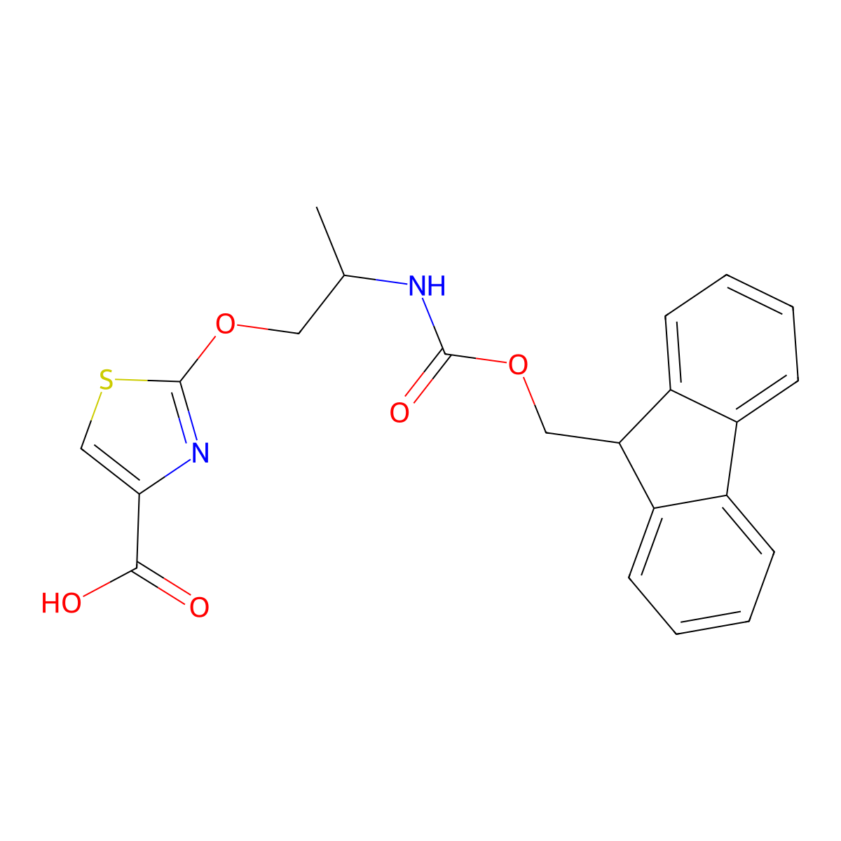 2-[2-({[(9H-fluoren-9-yl)methoxy]carbonyl}amino)propoxy]-1,3-thiazole-4-carboxylic acid molecular structure, CAS 2770498-30-9