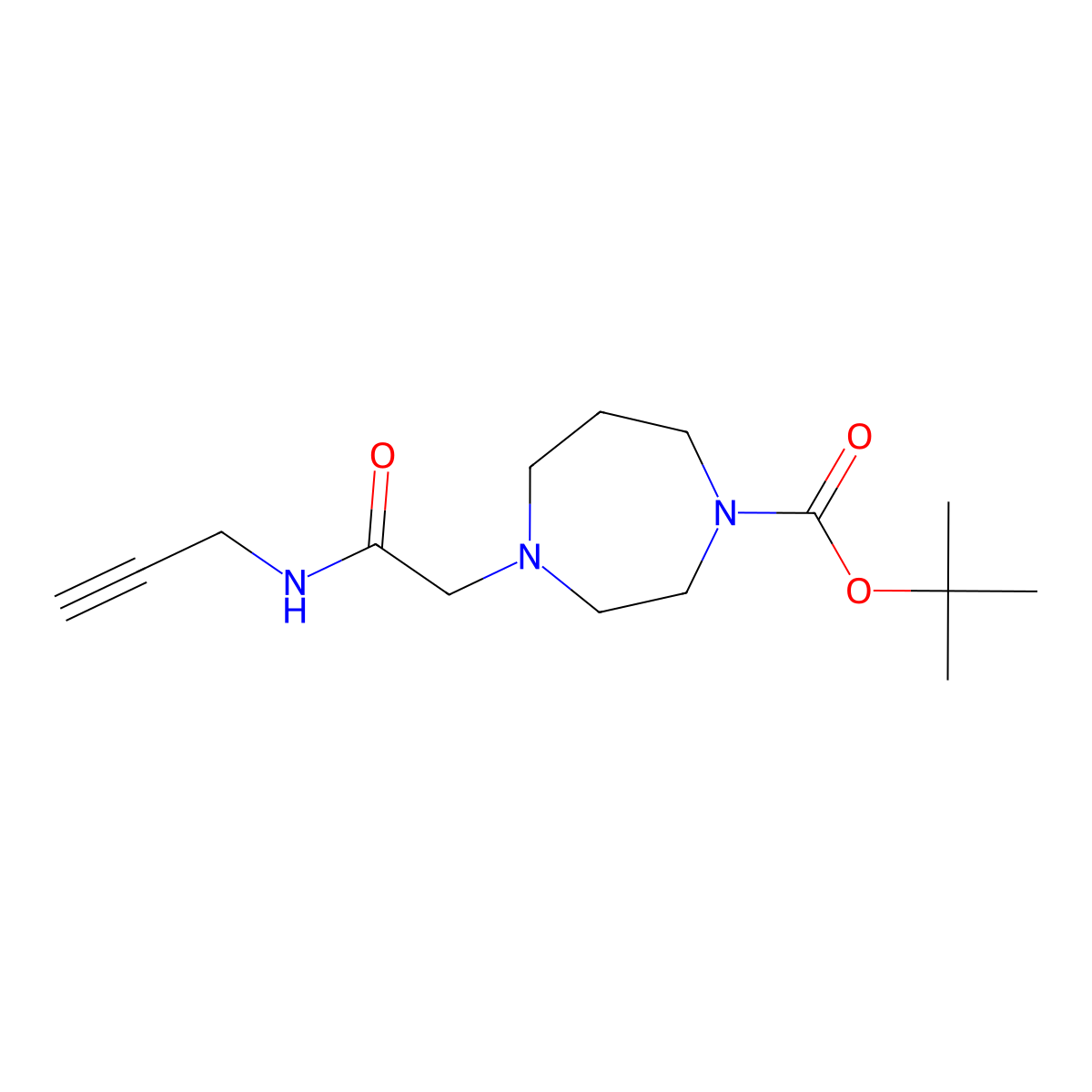 Tert-butyl 4-{[(prop-2-yn-1-yl)carbamoyl]methyl}-1,4-diazepane-1-carboxylate molecular structure, CAS 2770498-35-4