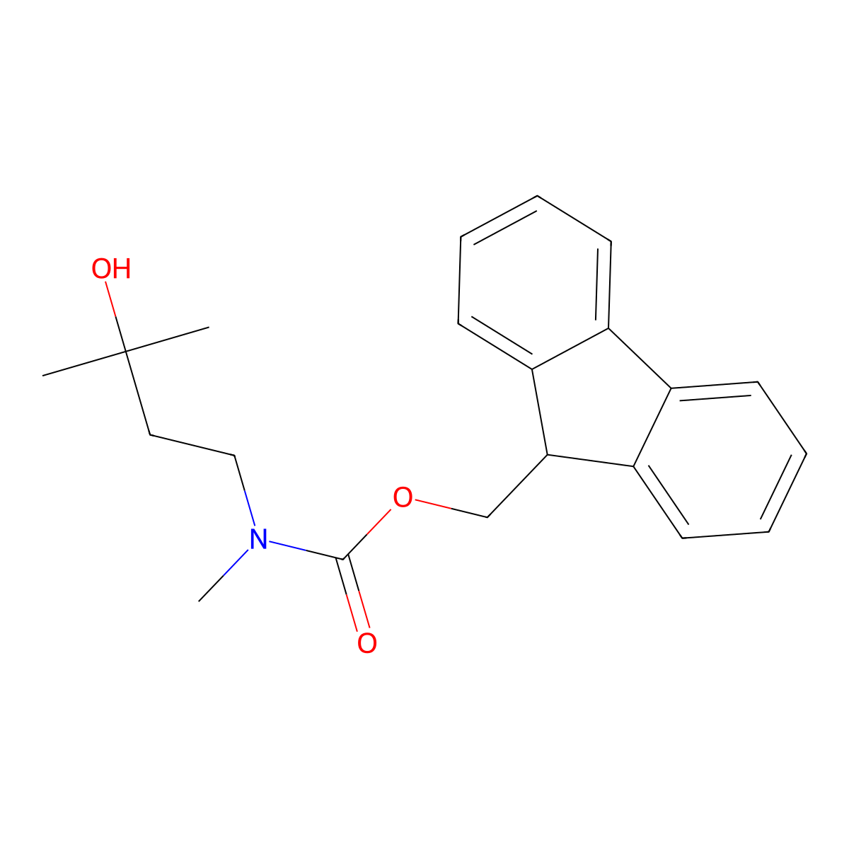 (9H-fluoren-9-yl)methyl N-(3-hydroxy-3-methylbutyl)-N-methylcarbamate molecular structure, CAS 2770498-39-8