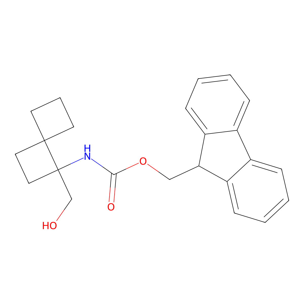 (9H-fluoren-9-yl)methyl N-[1-(hydroxymethyl)spiro[3.3]heptan-1-yl]carbamate molecular structure, CAS 2770498-51-4