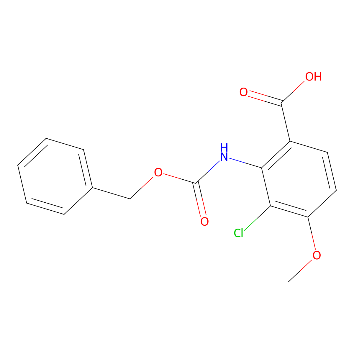 2-{[(Benzyloxy)carbonyl]amino}-3-chloro-4-methoxybenzoic acid molecular structure, CAS 2770498-65-0