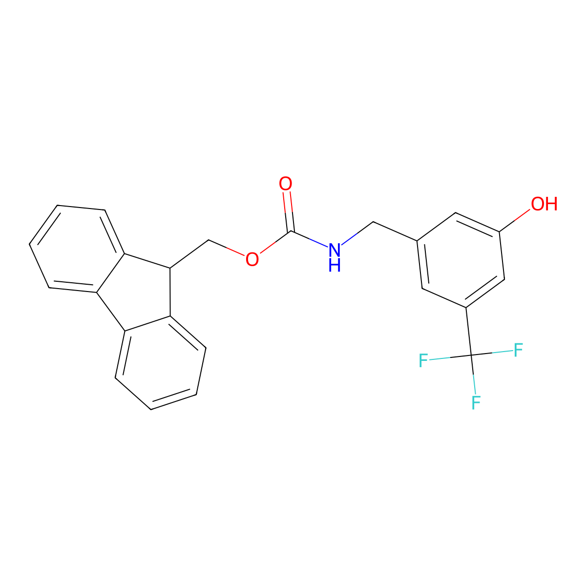 (9H-fluoren-9-yl)methyl N-{[3-hydroxy-5-(trifluoromethyl)phenyl]methyl}carbamate molecular structure, CAS 2770498-87-6