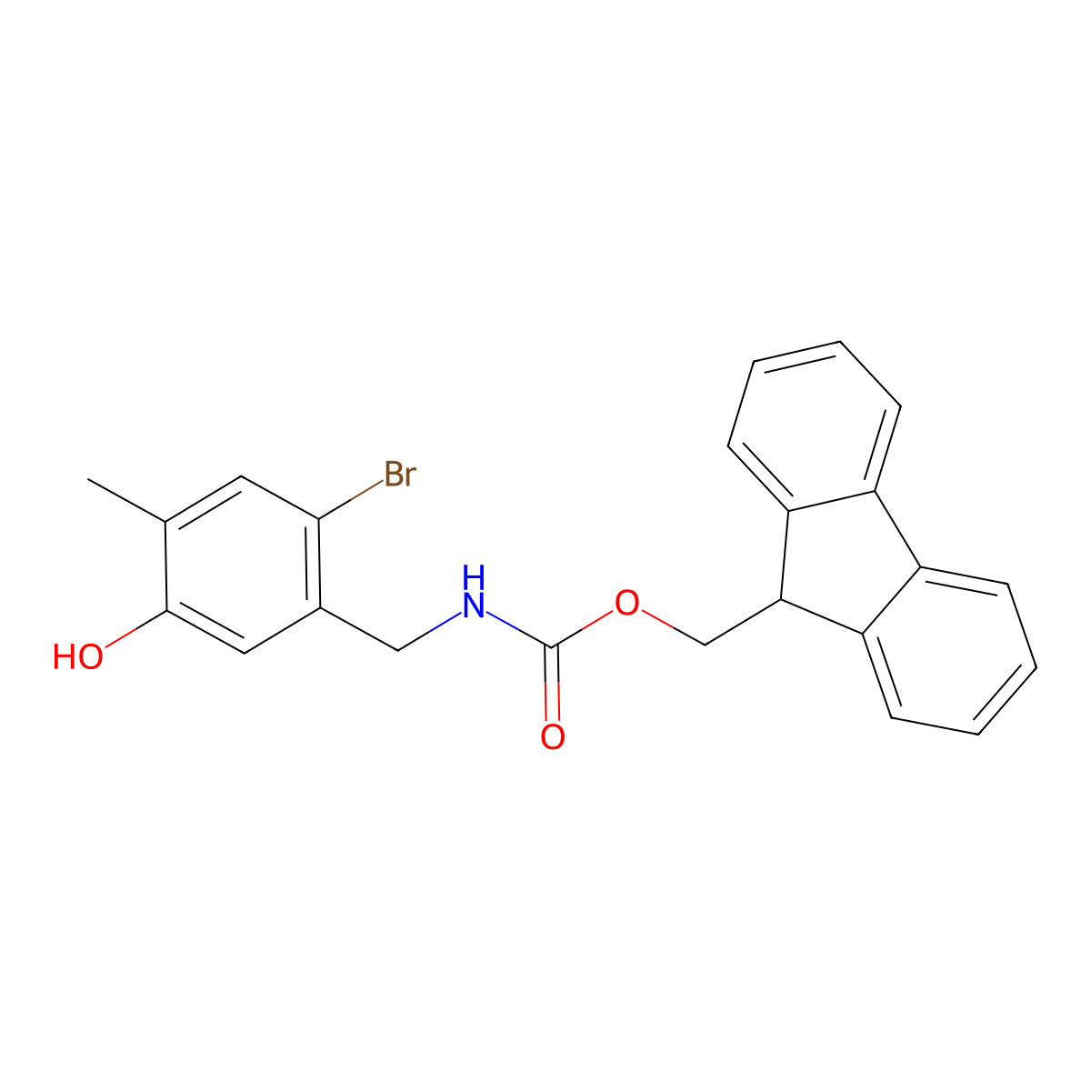 (9H-fluoren-9-yl)methyl N-[(2-bromo-5-hydroxy-4-methylphenyl)methyl]carbamate molecular structure, CAS 2770499-02-8