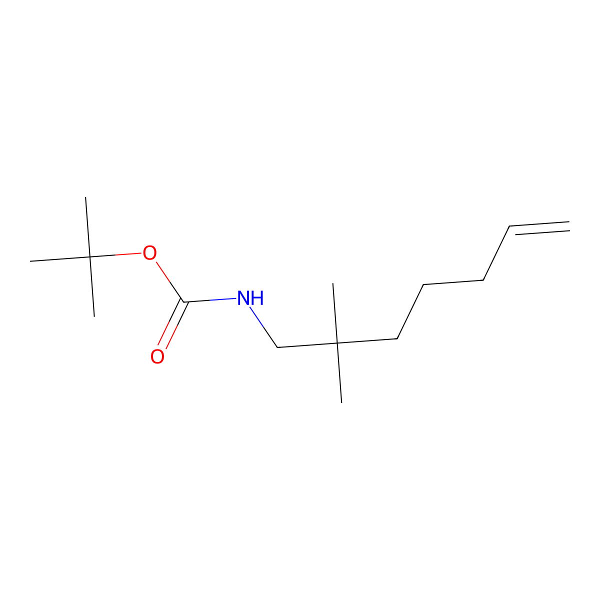 tert-butyl N-(2,2-dimethylhept-6-en-1-yl)carbamate molecular structure, CAS 2770499-33-5