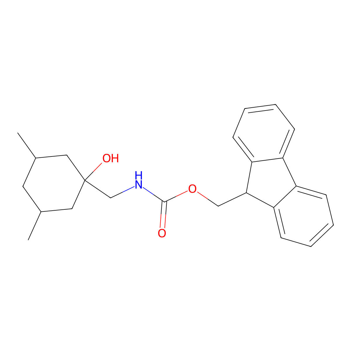 (9H-fluoren-9-yl)methyl N-[(1-hydroxy-3,5-dimethylcyclohexyl)methyl]carbamate molecular structure, CAS 2770499-35-7