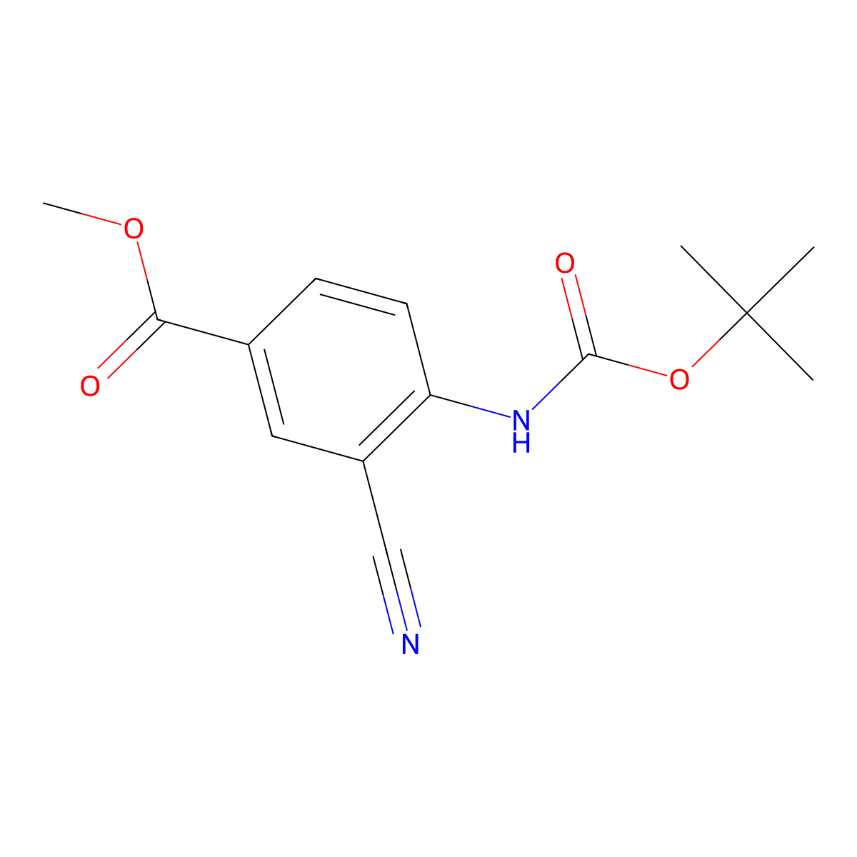 Methyl 4-{[(tert-butoxy)carbonyl]amino}-3-cyanobenzoate molecular structure, CAS 2770499-41-5