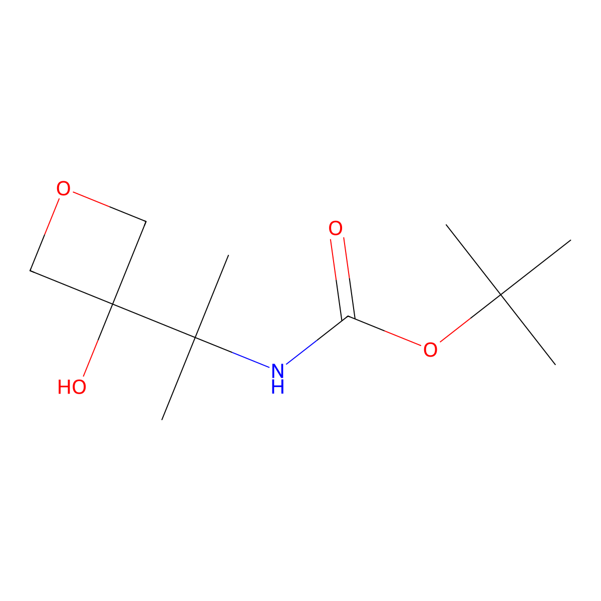 tert-butyl N-[2-(3-hydroxyoxetan-3-yl)propan-2-yl]carbamate molecular structure, CAS 2770499-65-3