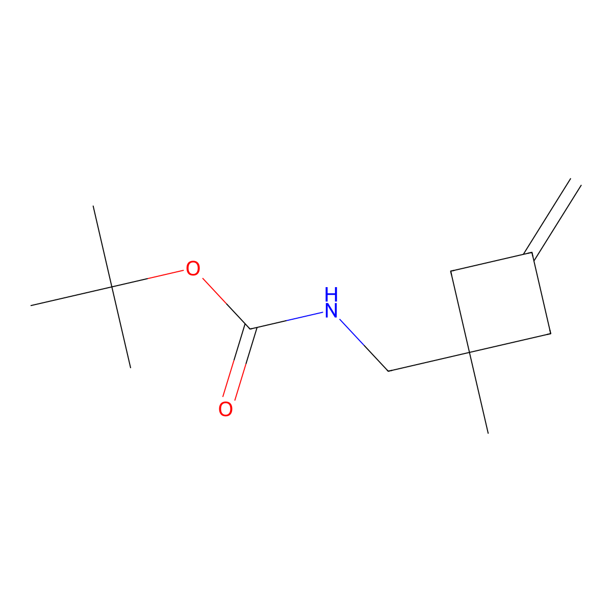 tert-butyl N-((1-methyl-3-methylidenecyclobutyl)methyl)carbamate molecular structure, CAS 2770500-22-4