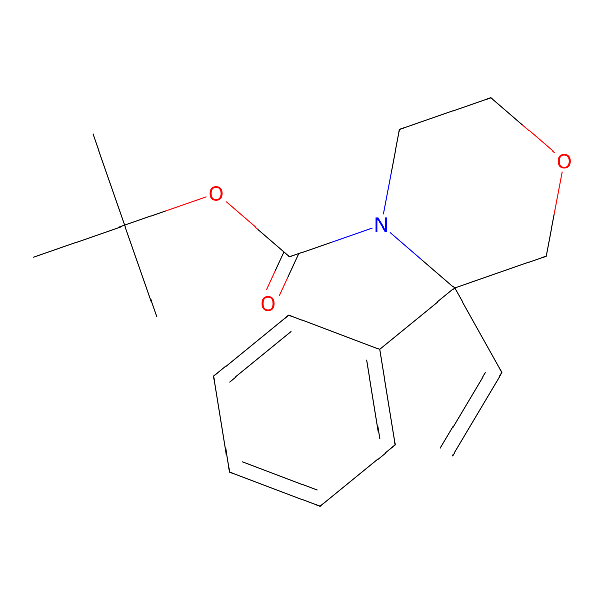Tert-butyl 3-ethenyl-3-phenylmorpholine-4-carboxylate molecular structure, CAS 2770500-29-1