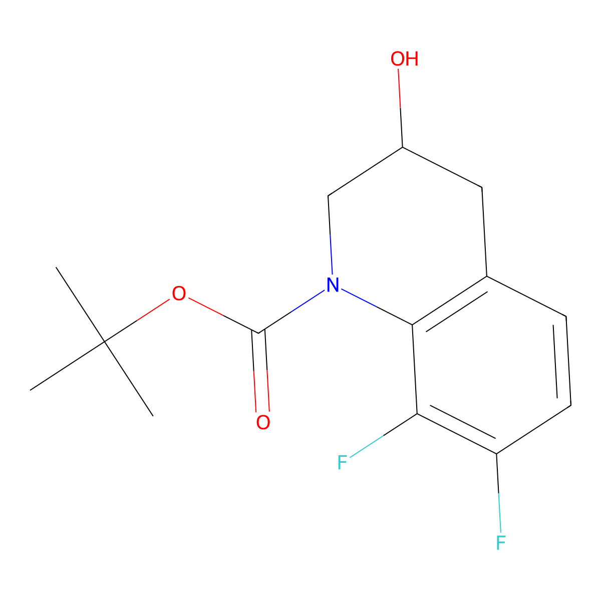 Tert-butyl 7,8-difluoro-3-hydroxy-1,2,3,4-tetrahydroquinoline-1-carboxylate molecular structure, CAS 2770500-31-5