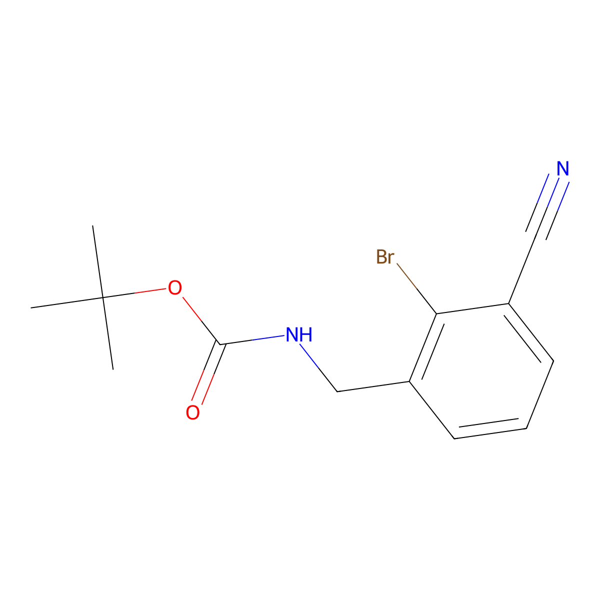 tert-butyl N-[(2-bromo-3-cyanophenyl)methyl]carbamate molecular structure, CAS 2770500-33-7