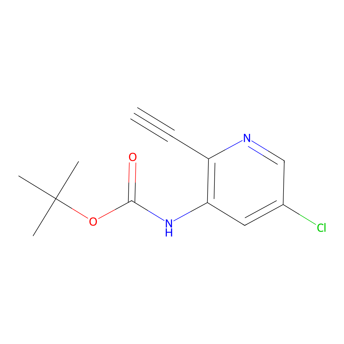 tert-butyl N-(5-chloro-2-ethynylpyridin-3-yl)carbamate molecular structure, CAS 2770500-42-8