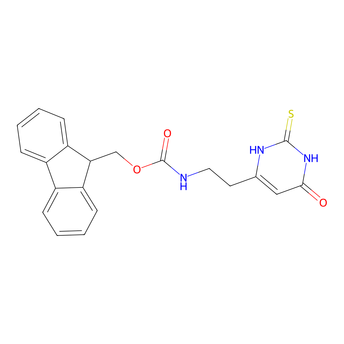 (9H-fluoren-9-yl)methyl N-[2-(6-hydroxy-2-sulfanylpyrimidin-4-yl)ethyl]carbamate molecular structure, CAS 2770500-51-9