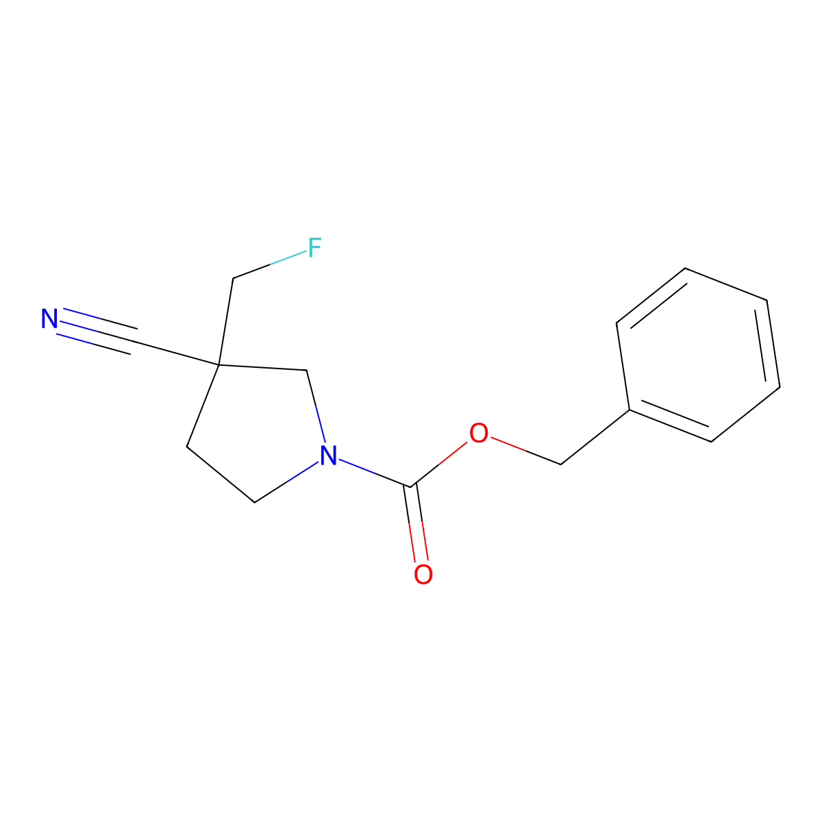 Benzyl 3-cyano-3-(fluoromethyl)pyrrolidine-1-carboxylate molecular structure, CAS 2770500-62-2