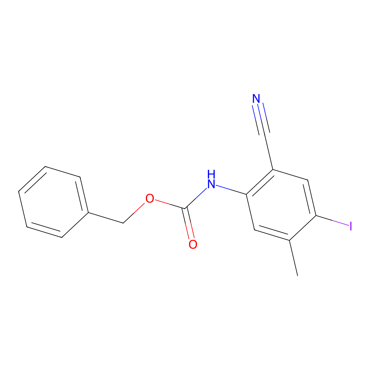 benzyl N-(2-cyano-4-iodo-5-methylphenyl)carbamate molecular structure, CAS 2770500-91-7