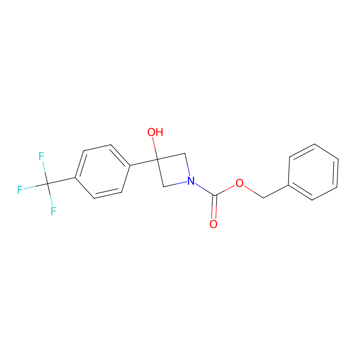 Benzyl 3-hydroxy-3-[4-(trifluoromethyl)phenyl]azetidine-1-carboxylate molecular structure, CAS 2770501-13-6