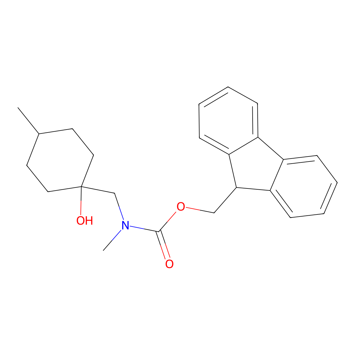 (9H-fluoren-9-yl)methyl N-[(1-hydroxy-4-methylcyclohexyl)methyl]-N-methylcarbamate molecular structure, CAS 2770501-16-9