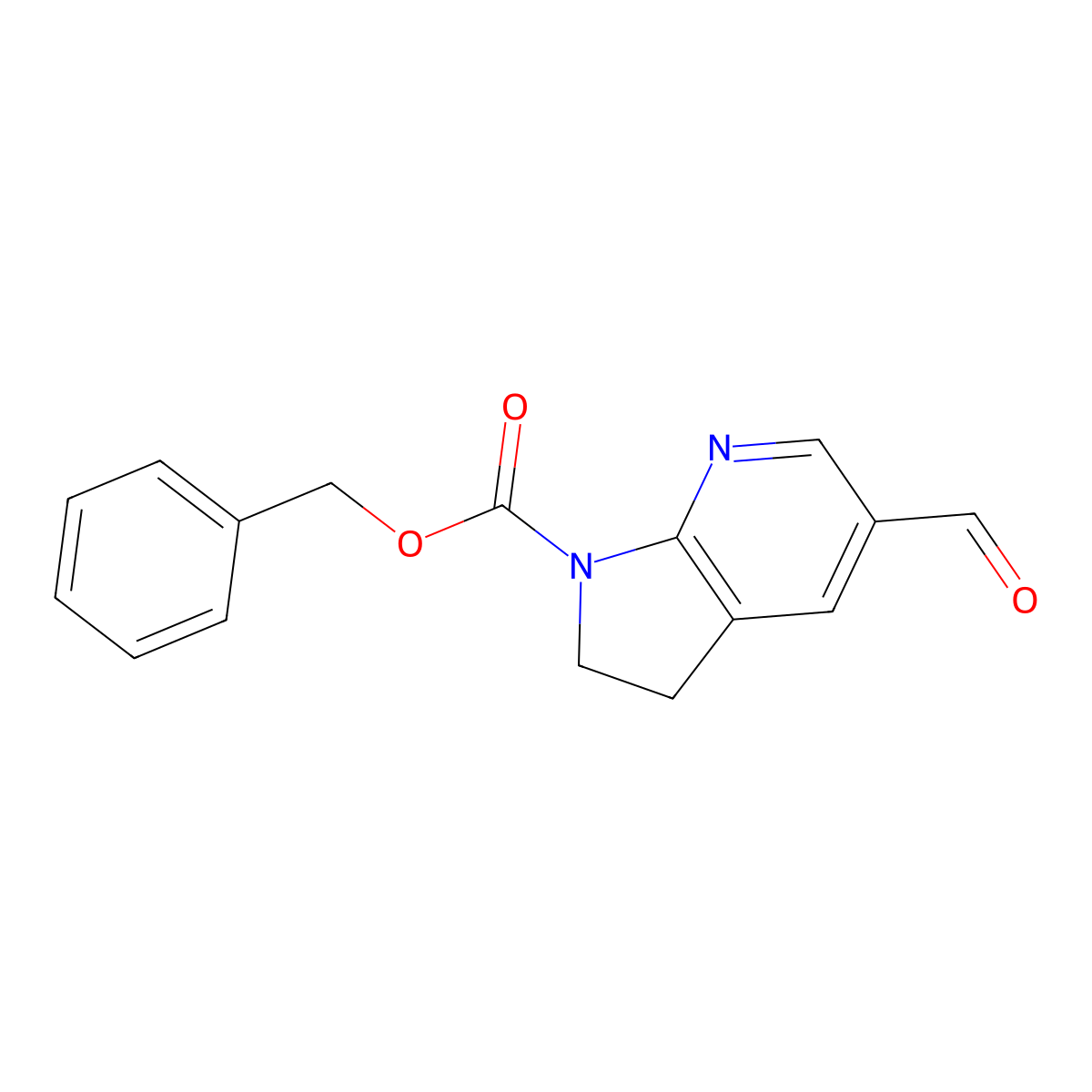 benzyl 5-formyl-1H,2H,3H-pyrrolo[2,3-b]pyridine-1-carboxylate molecular structure, CAS 2770501-24-9